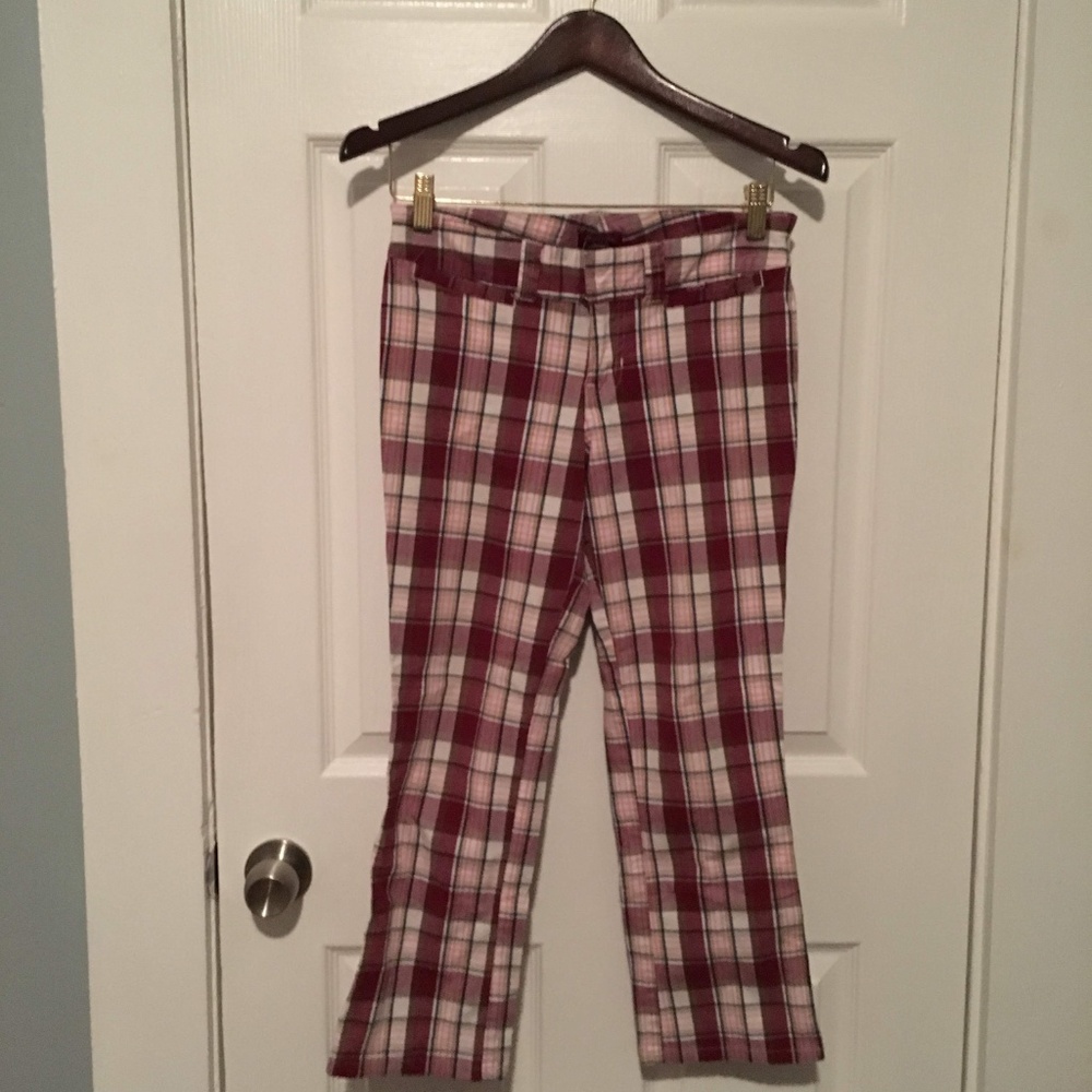 Plaid Cropped Flared Pants